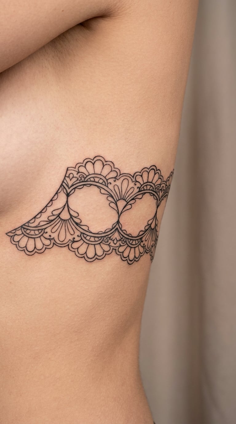 Minimal Lace Garter Outline on the Ribs