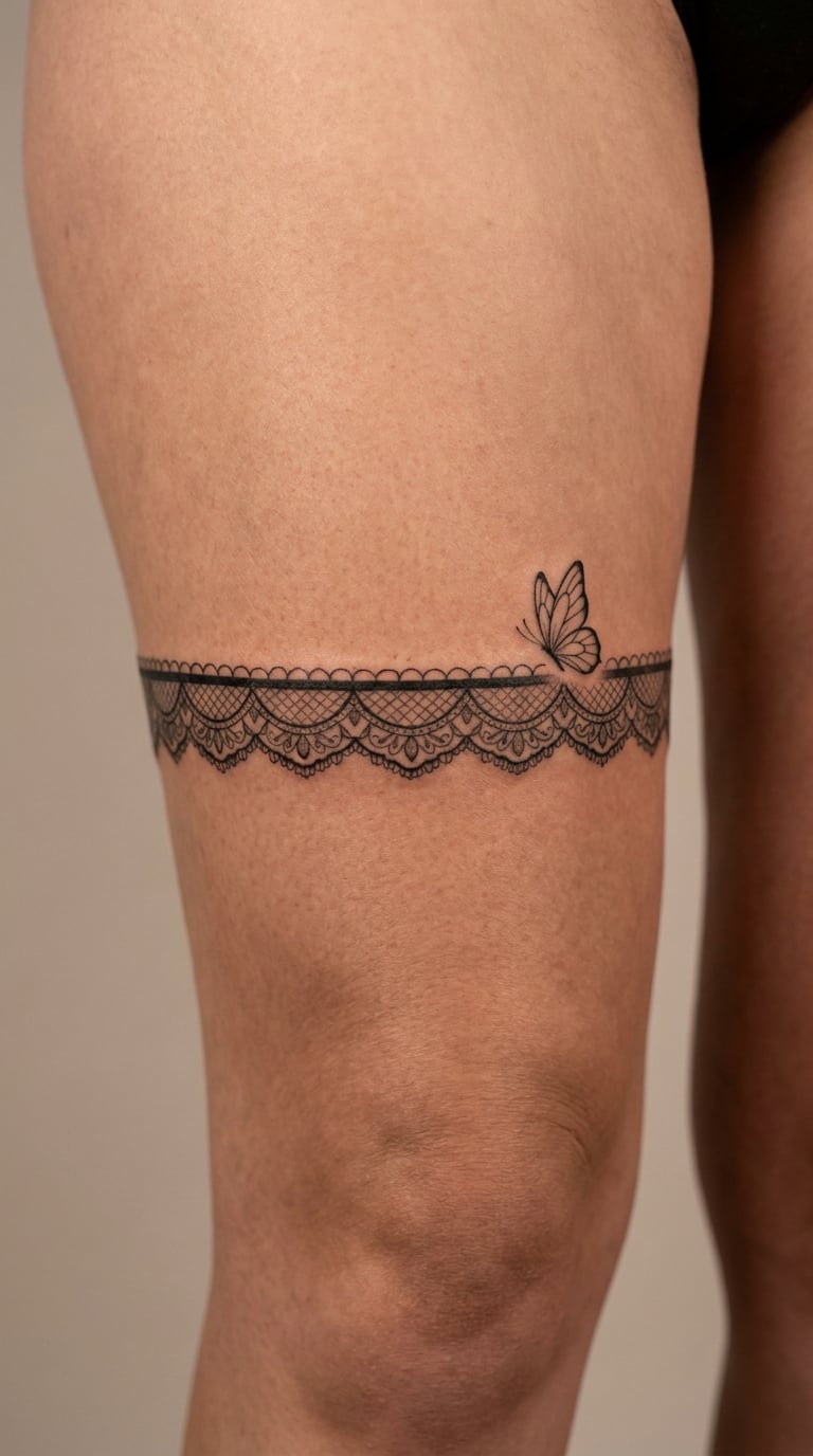 Lace Garter with Butterfly Detail