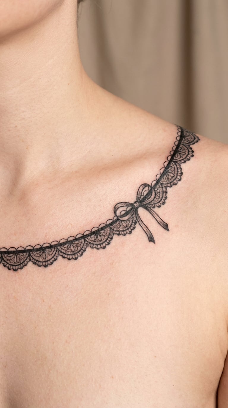 Lace Garter Collarbone Design