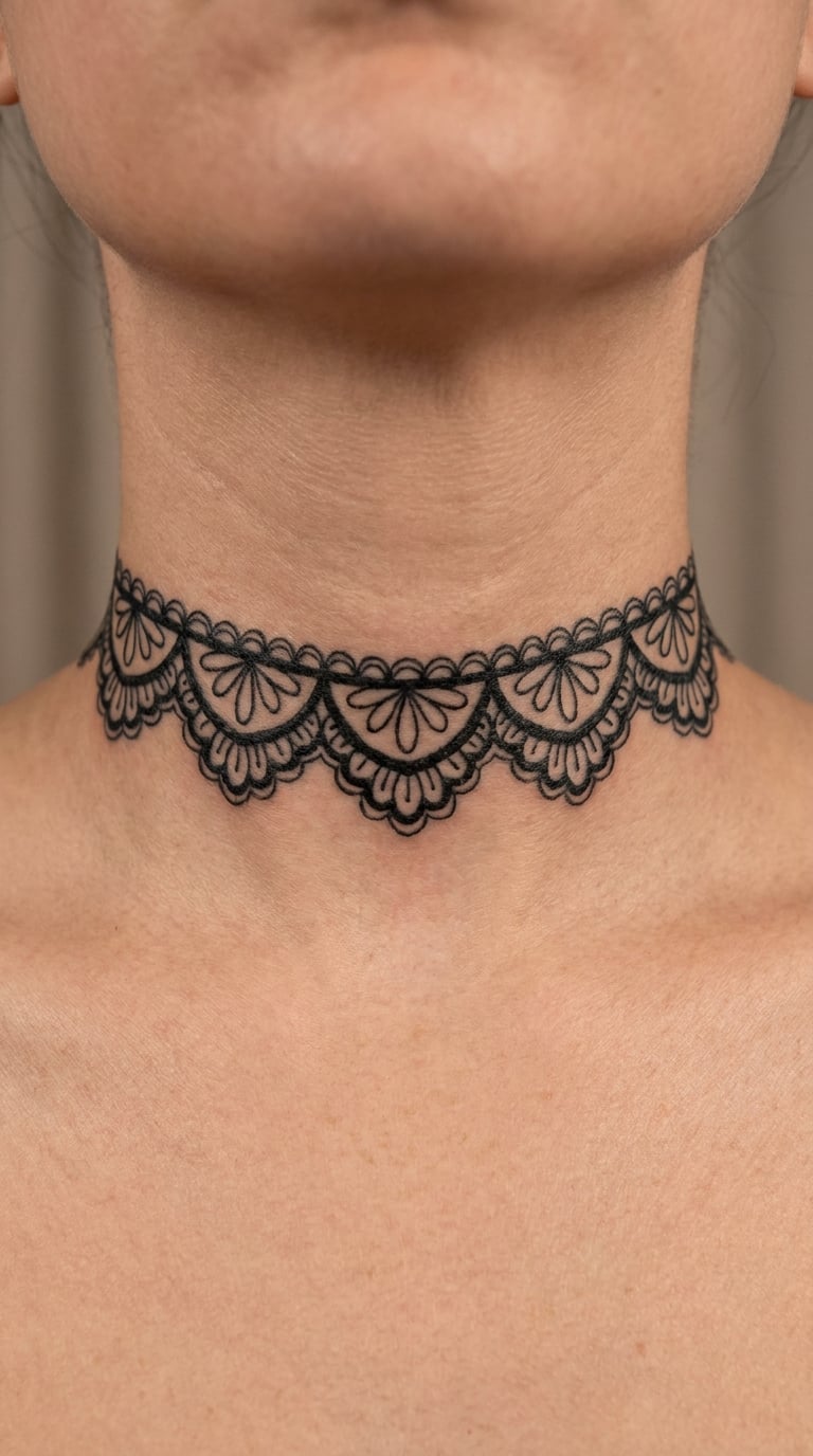 Lace Garter Choker Design at the Neck