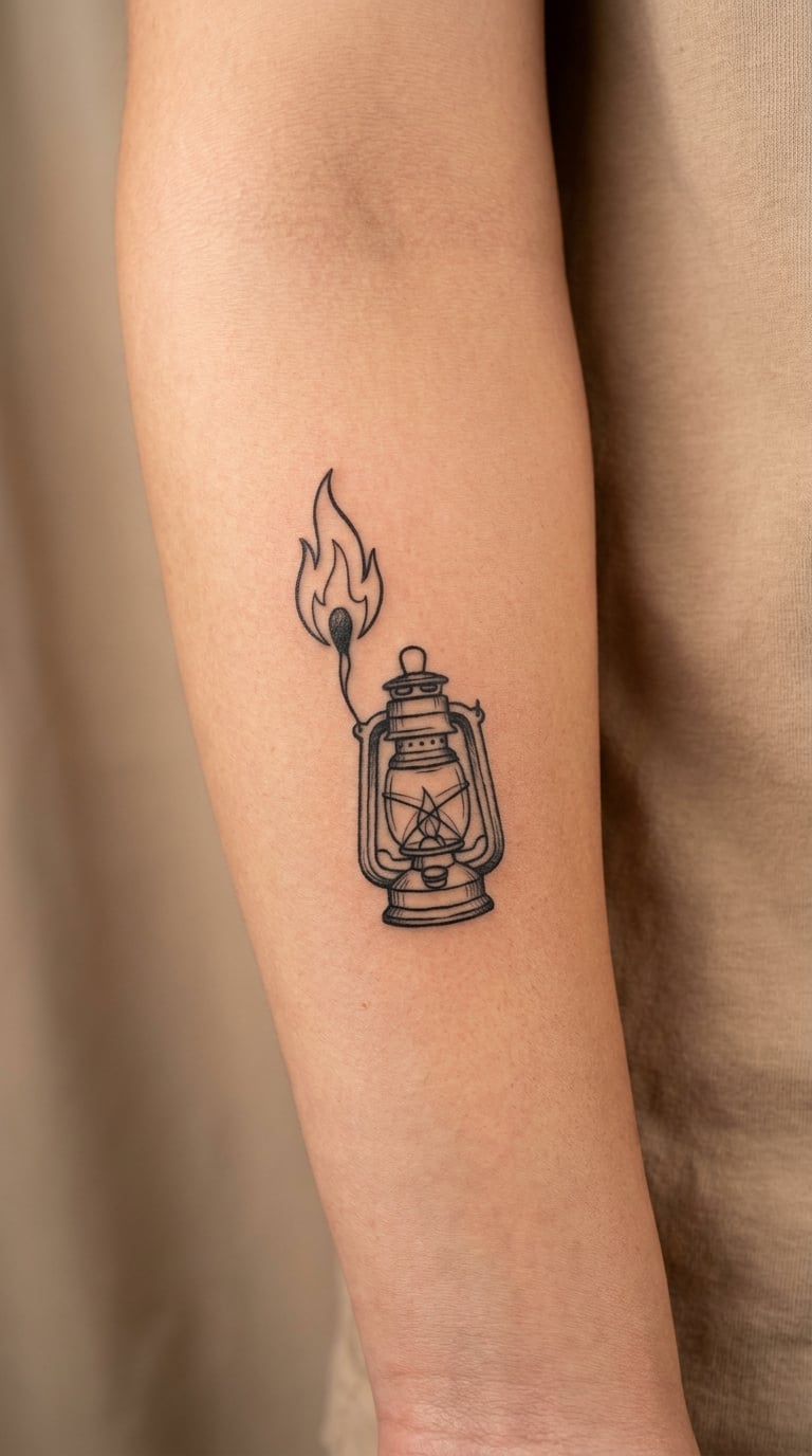 Burning Match Lantern on the Inner Forearm