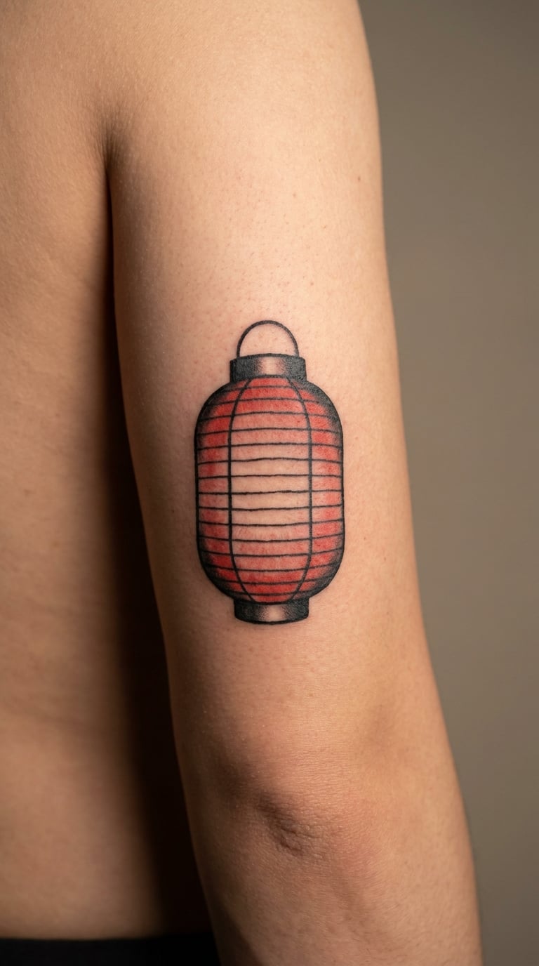 Traditional Red Paper Lantern on the Outer Upper Arm