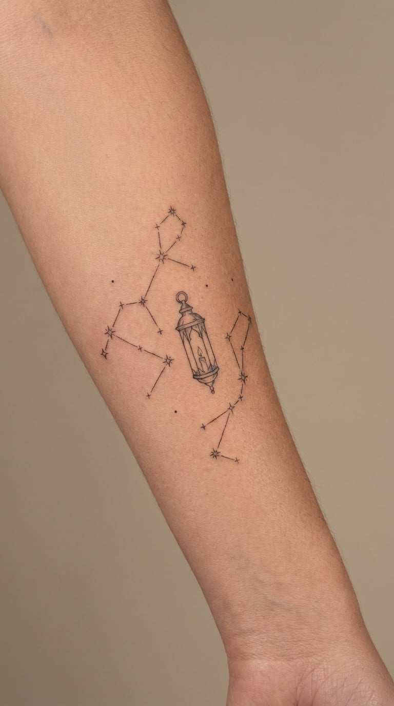 Celestial Constellation Lantern on the Forearm