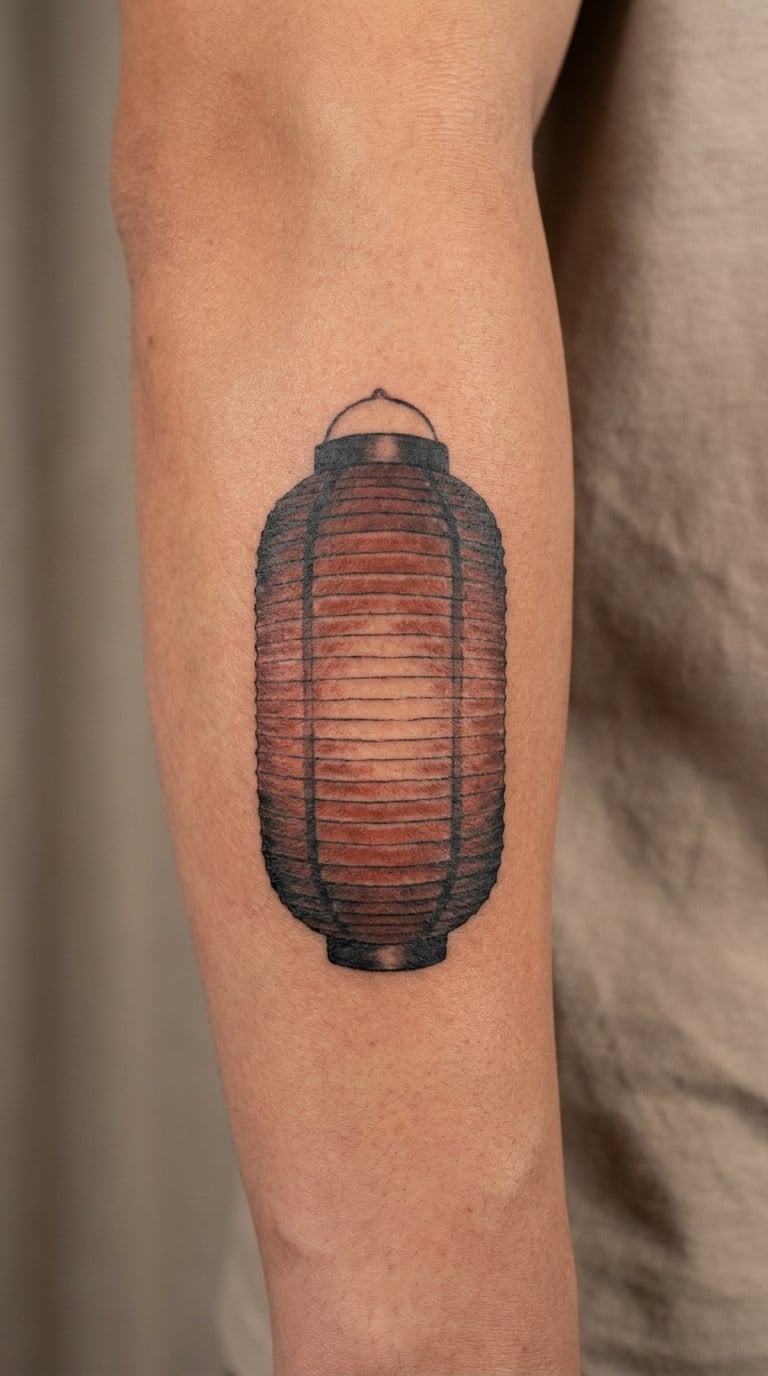Japanese-Style Chochin Lantern on the Outer Forearm