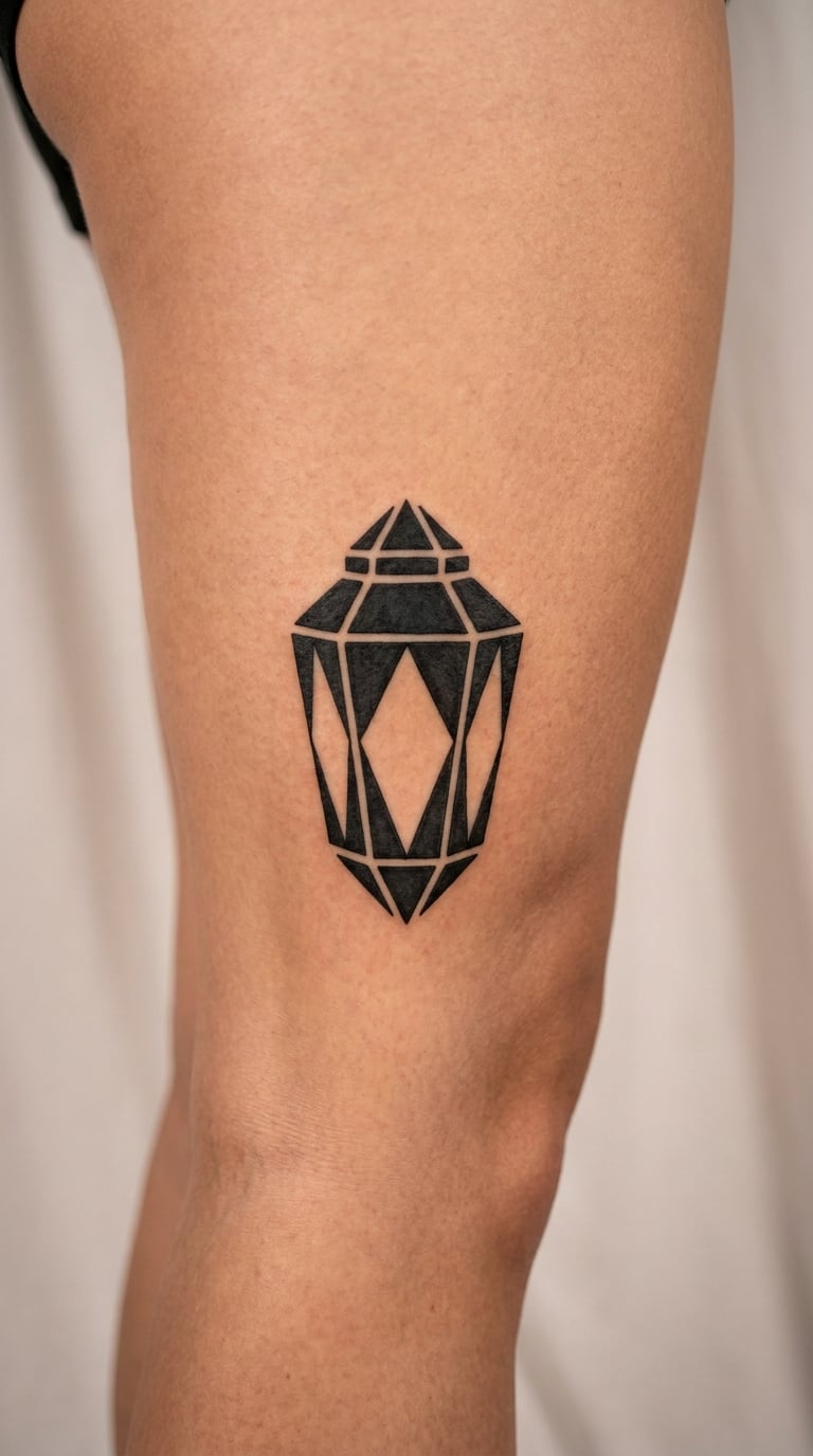 Geometric Faceted Lantern on the Outer Thigh