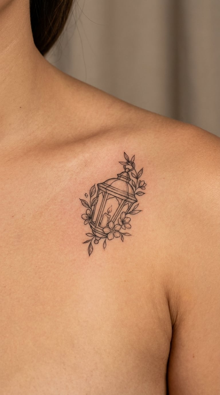 Floral Vine Lantern on the Collarbone