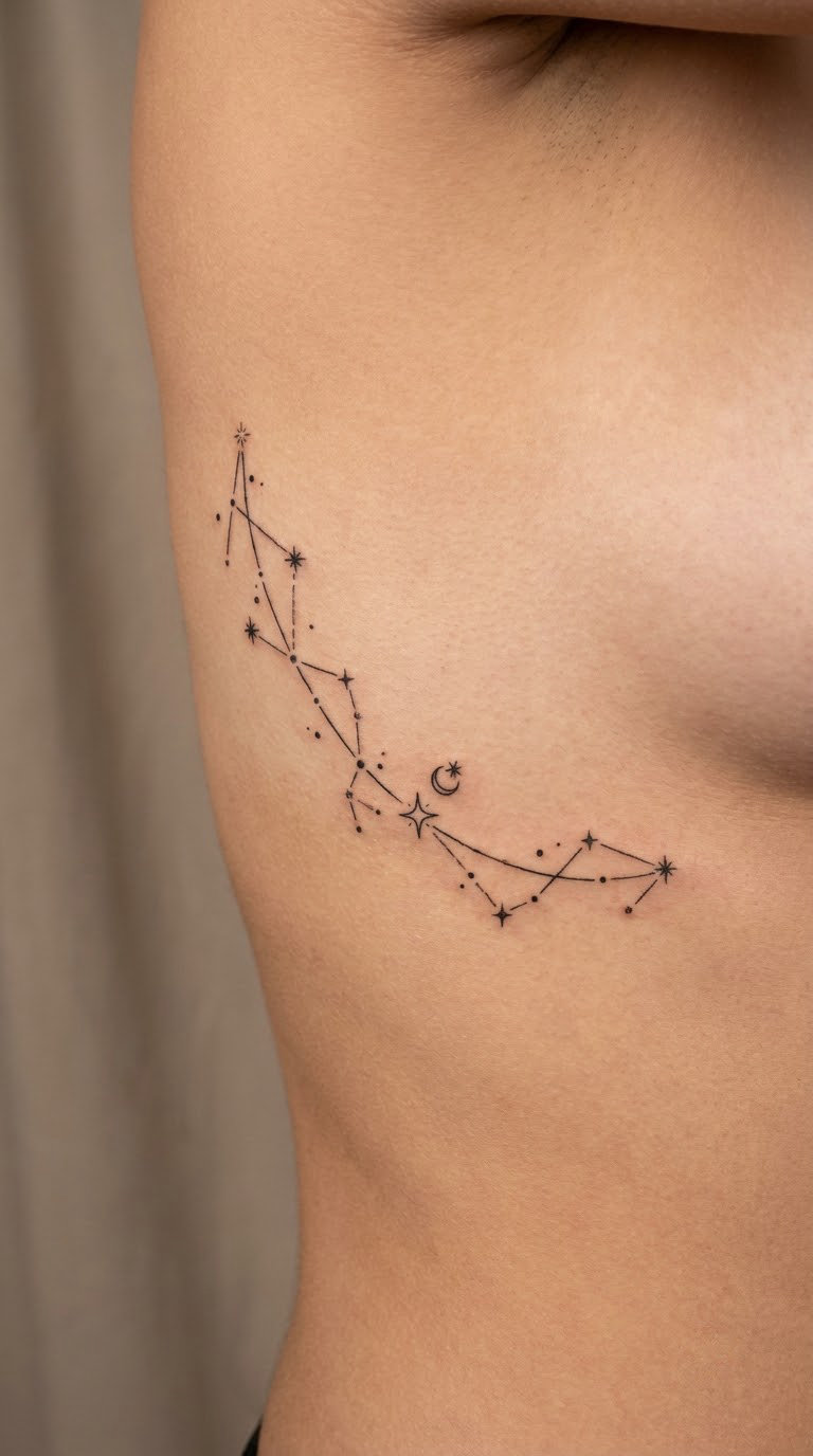 Star Map With a Custom Birth-Moment Path on the Ribs