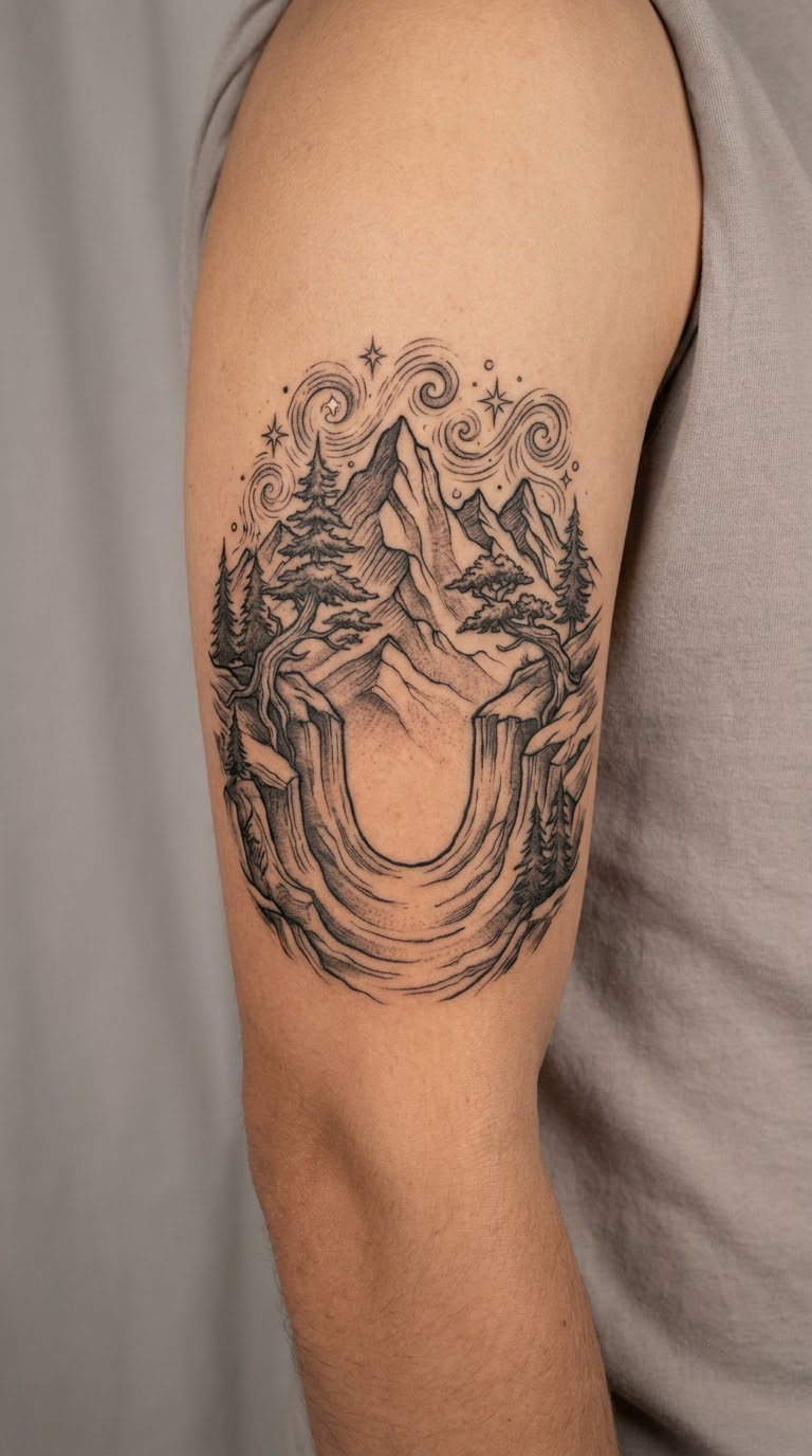 Fantasy Mountain Panel With an Empty Centre