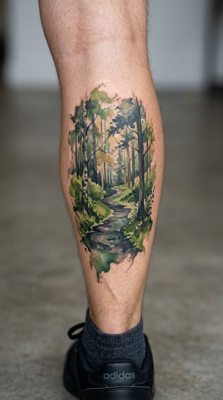 Watercolour Forest Path on the Calf