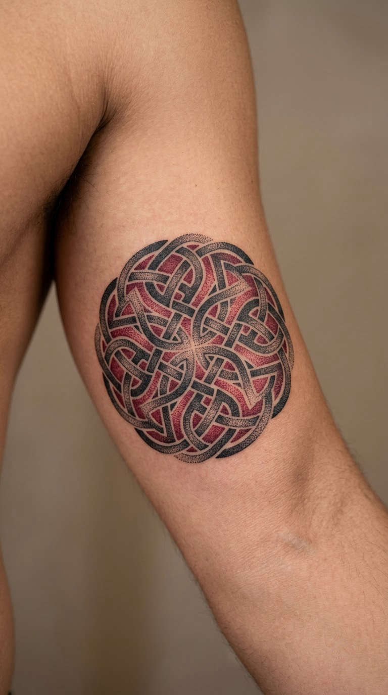 Dotwork Fellowship Knot on the Inner Arm