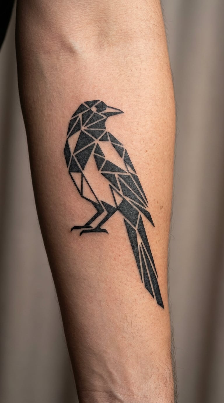 Geometric Magpie Built from Shapes