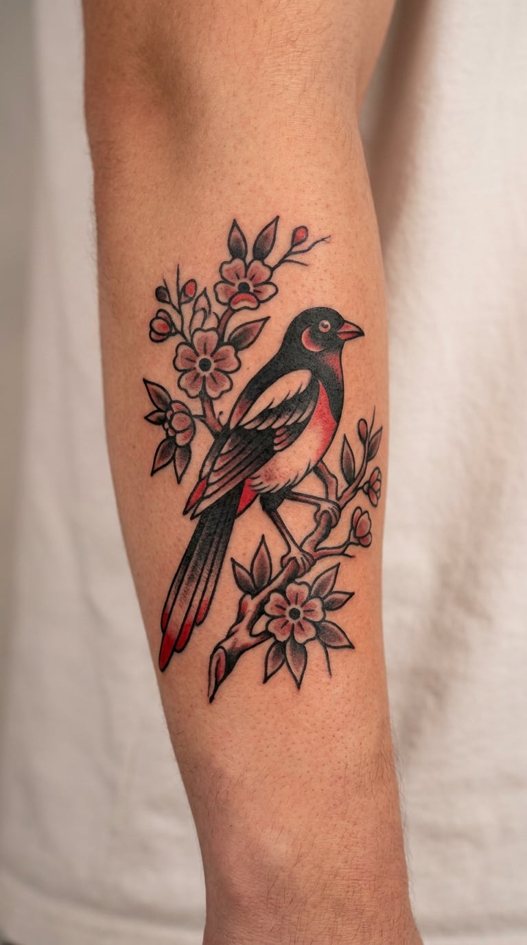 Traditional Magpie Perched on a Branch