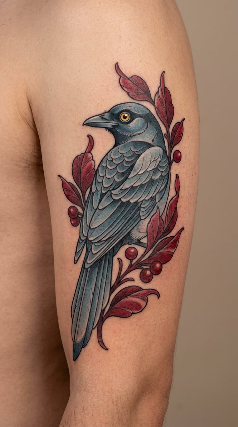 Neo-Traditional Magpie Portrait
