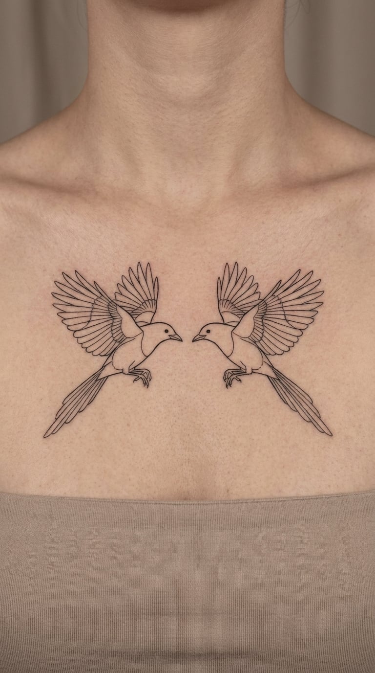 Two Magpies Facing Each Other