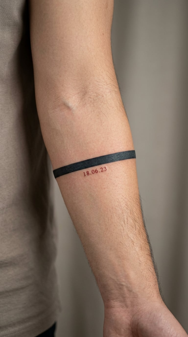 Minimalist Finish-Line Crossbar Marathon Tattoo