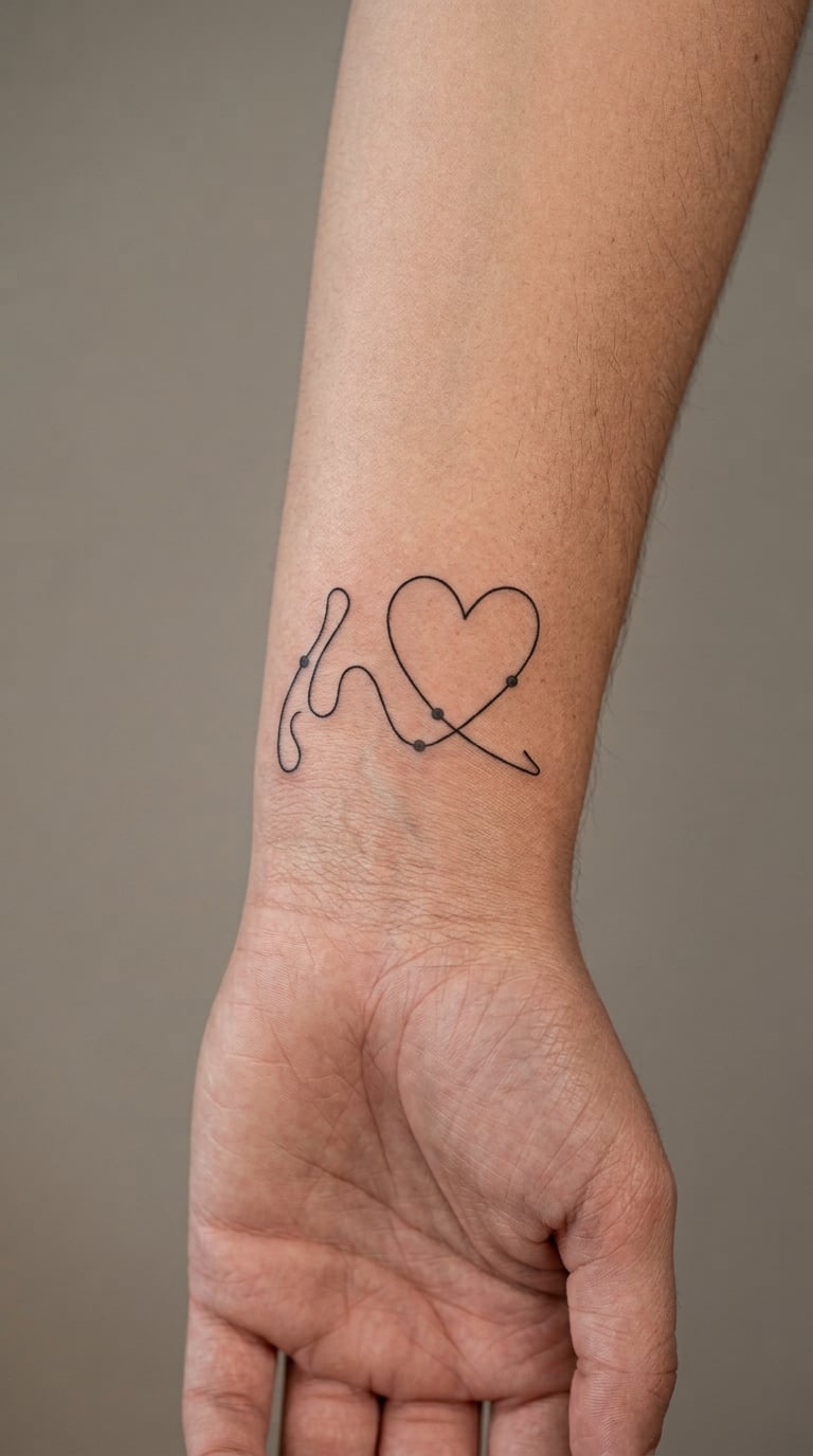 Marathon Route Heart Tattoo