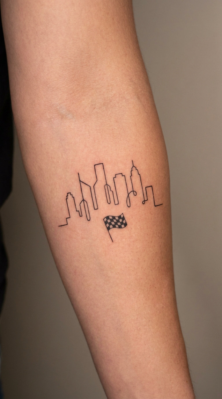City Skyline Race Marathon Tattoo