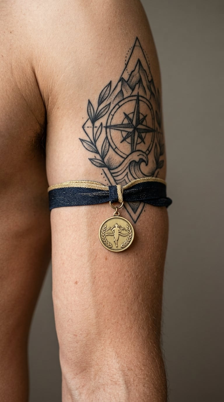 Medalling Finish-Line Marathon Tattoo