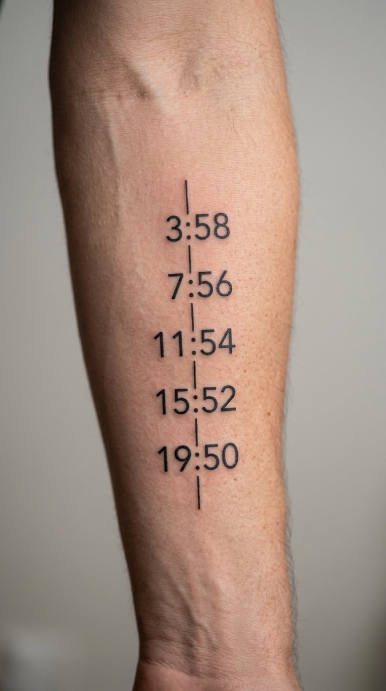 Personal-Record Split-Time Marathon Tattoo