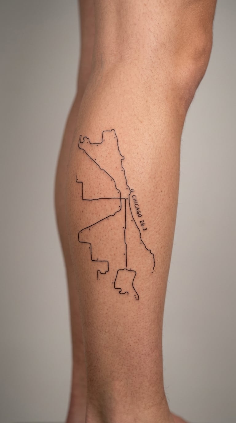 Vintage Course Map Marathon Tattoo