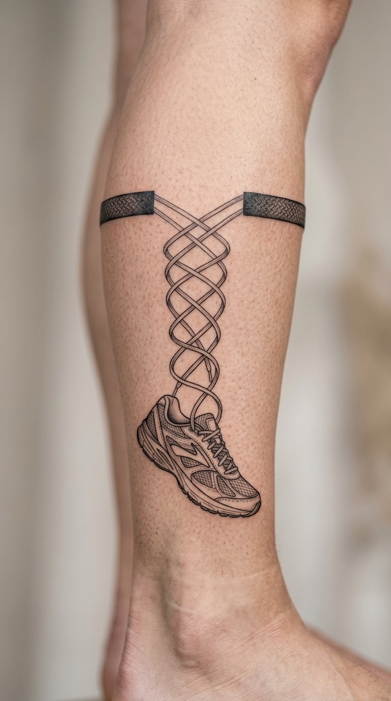 Running Shoe with Finish-Line Laces Marathon Tattoo
