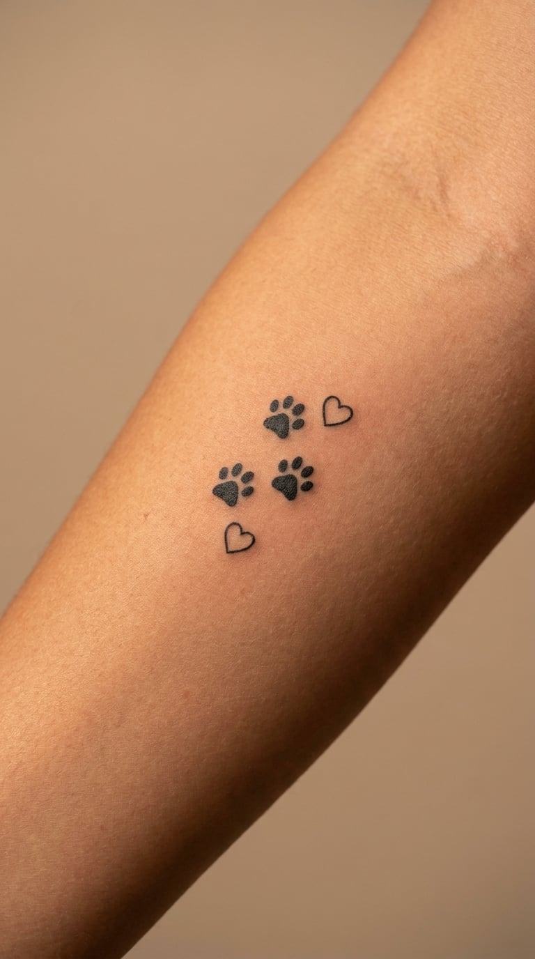 Paw Print Trail with Hearts