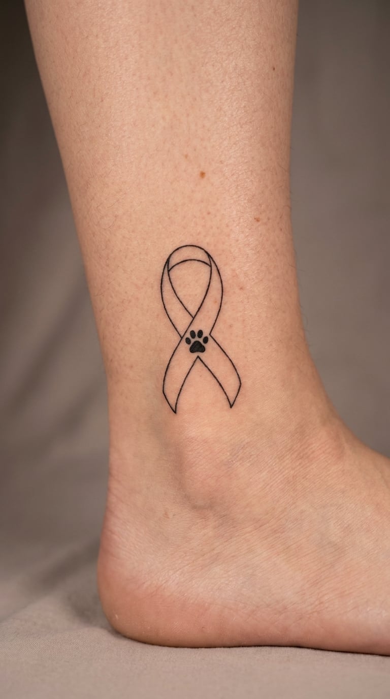 Memorial Ribbon with a Paw Print