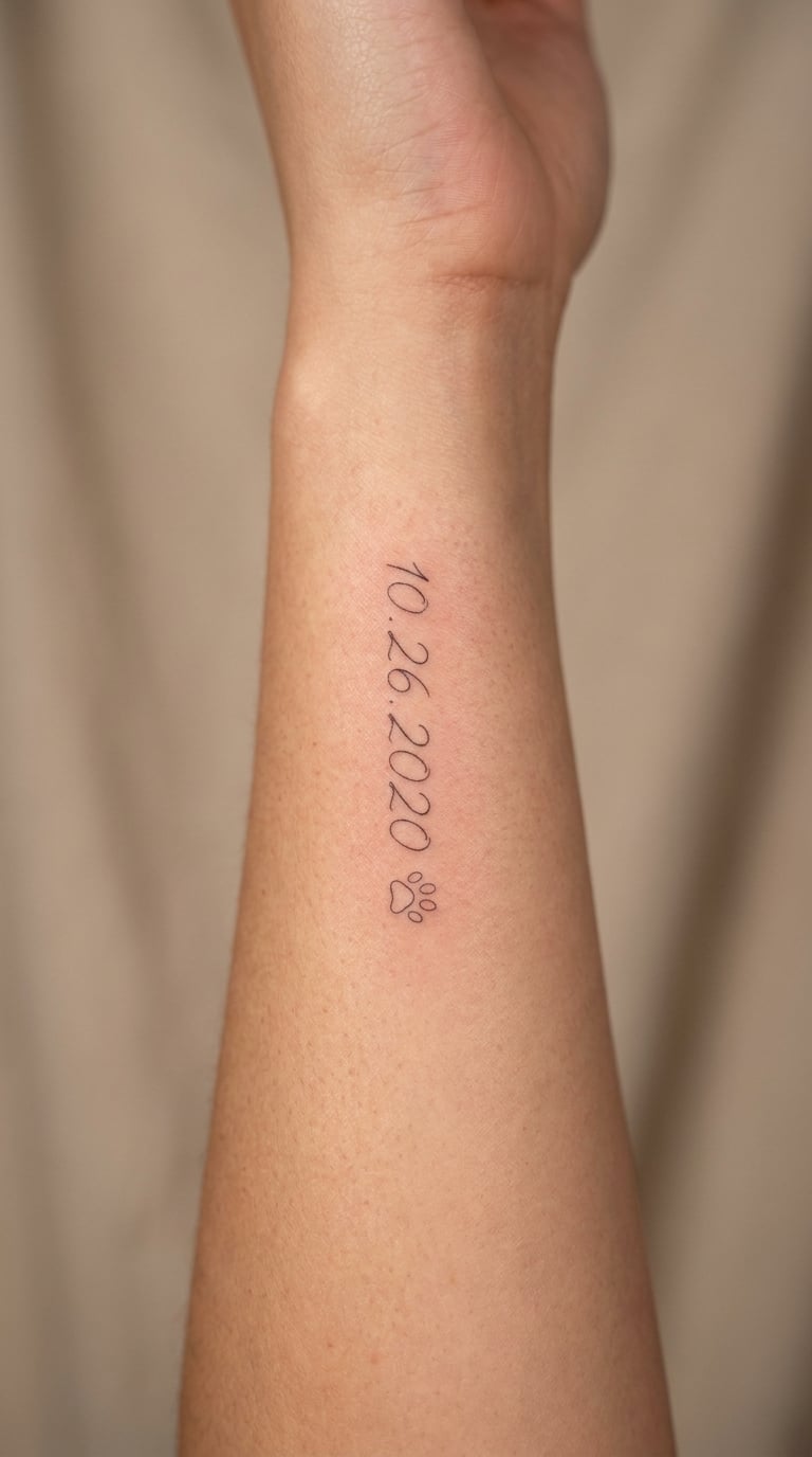 Memorial Date in Fine-Line Lettering