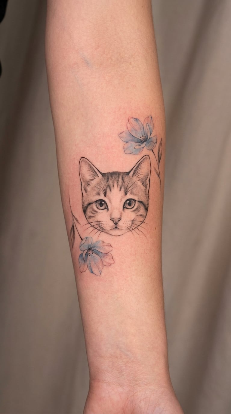 Pet Portrait with a Floral Accent