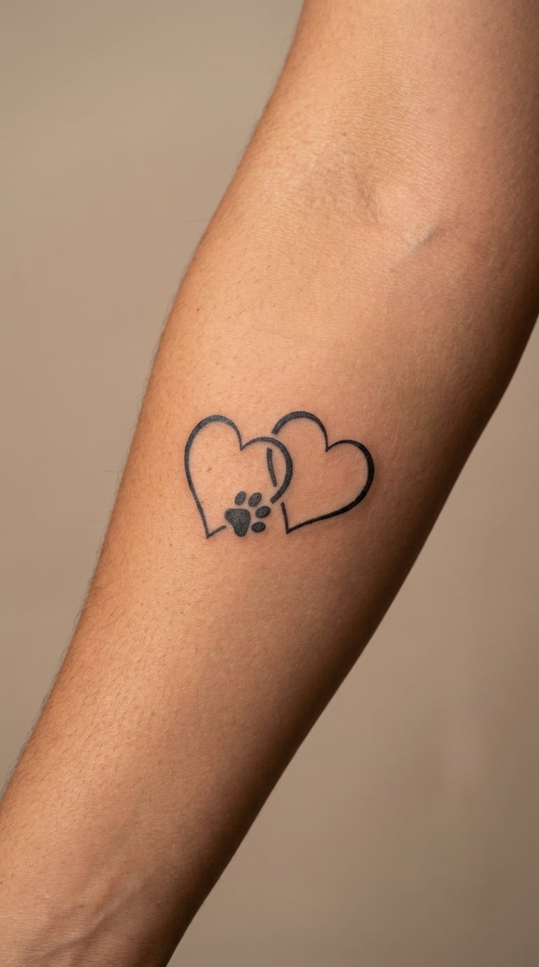 Pet and Owner Interlocking Hearts