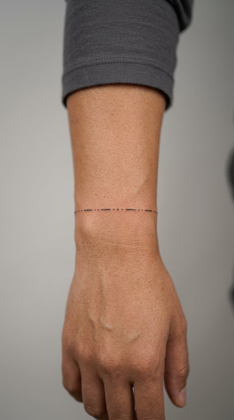 Minimal Dots and Dashes Wrist Tattoo