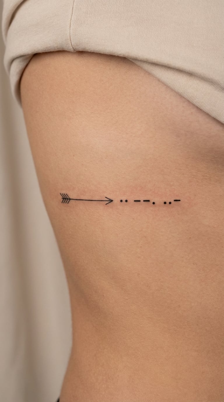 Morse Code Arrow on the Rib