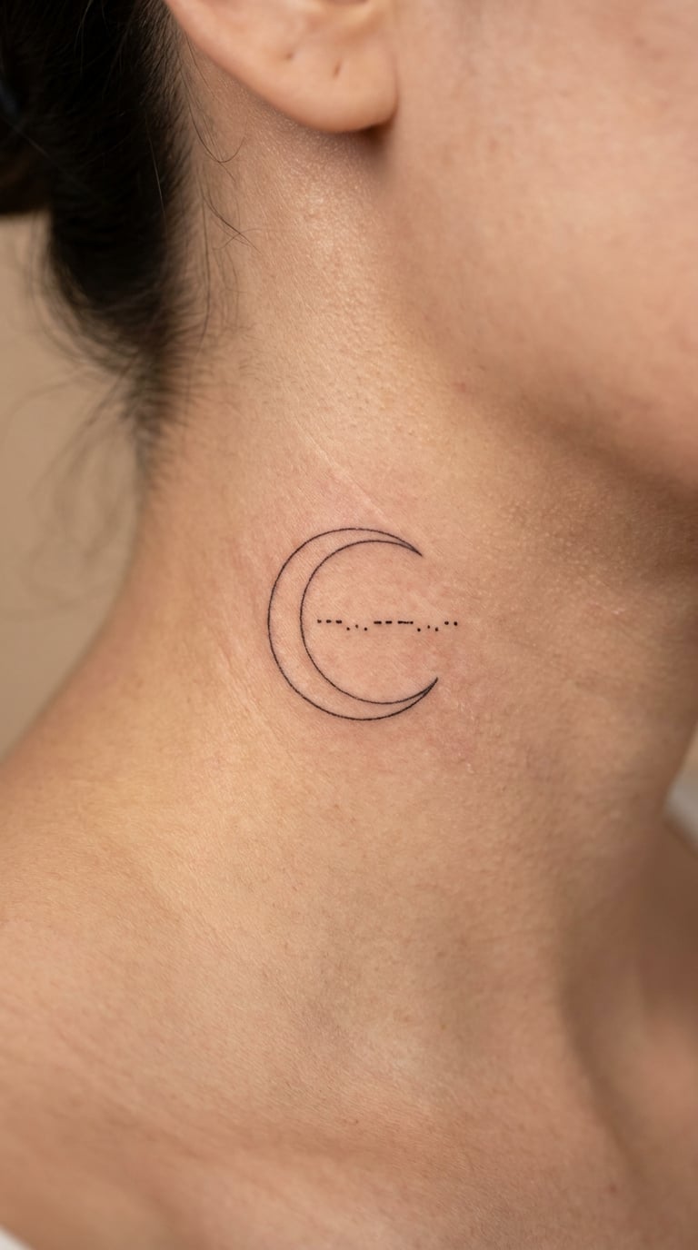 Morse Code Crescent Moon on the Neck