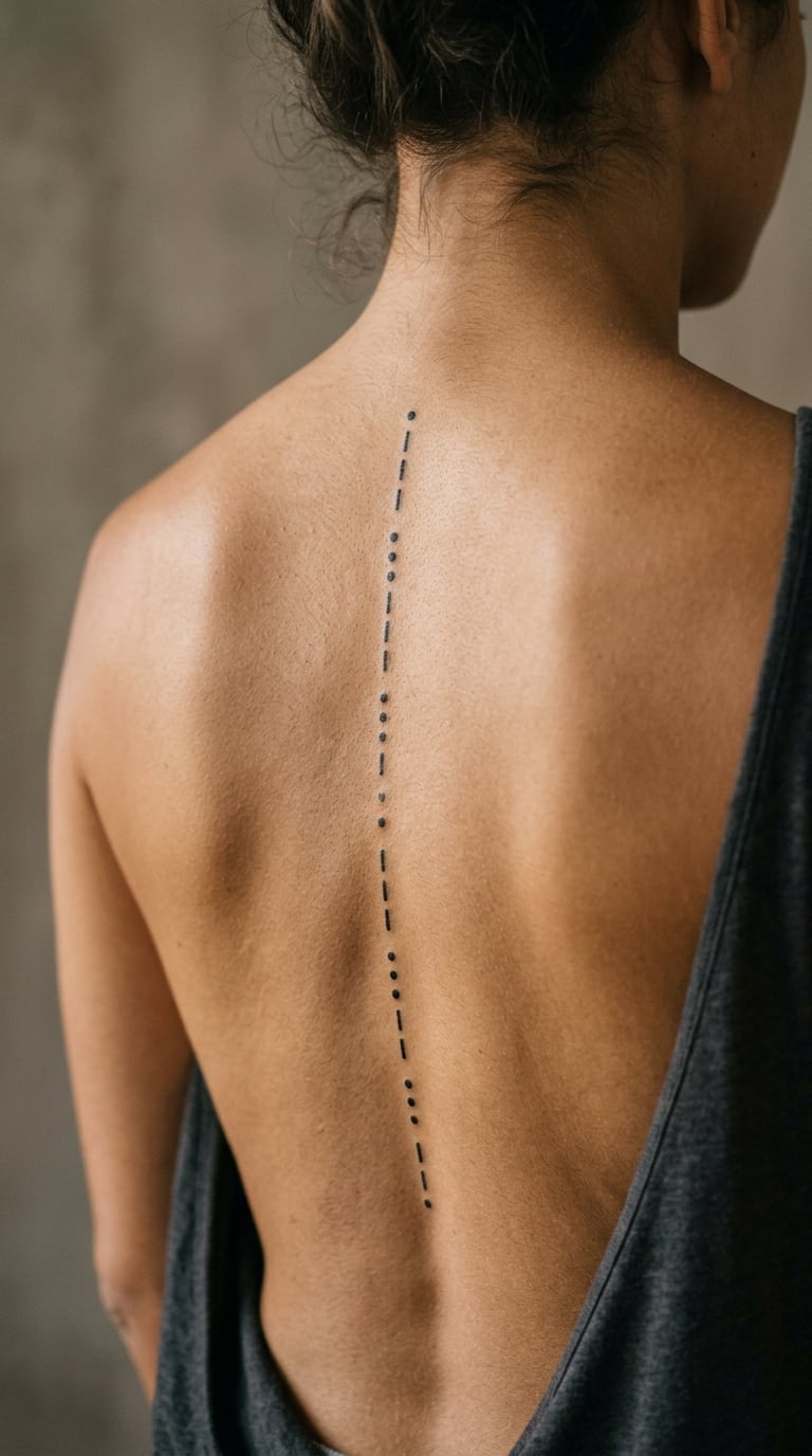 Vertical Morse Code Along the Spine