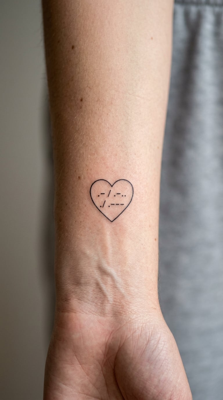 Morse Code Heart with Initials