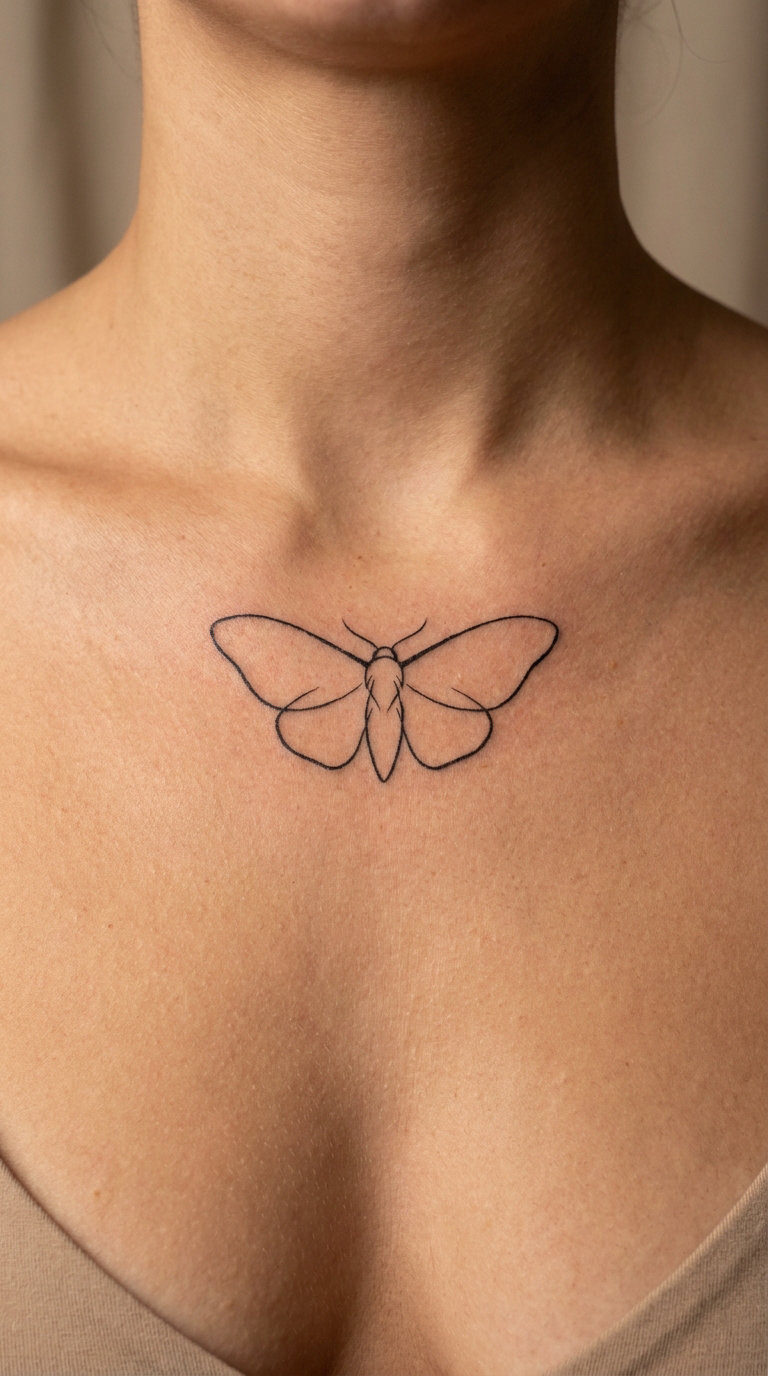 Minimalist Moth Outline