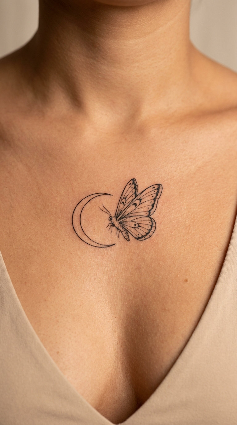 Moth and Moon Chest Piece