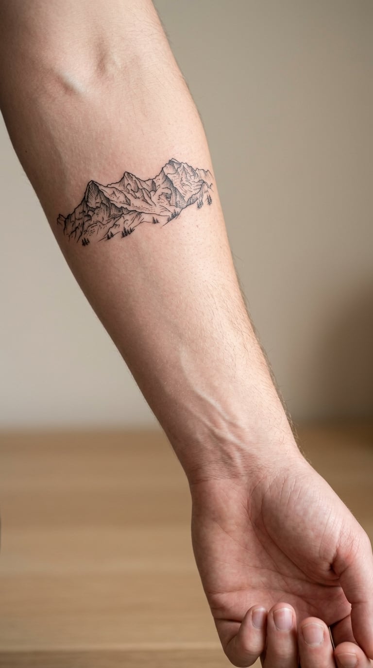 Fine-Line Alpine Ridge on the Inner Forearm