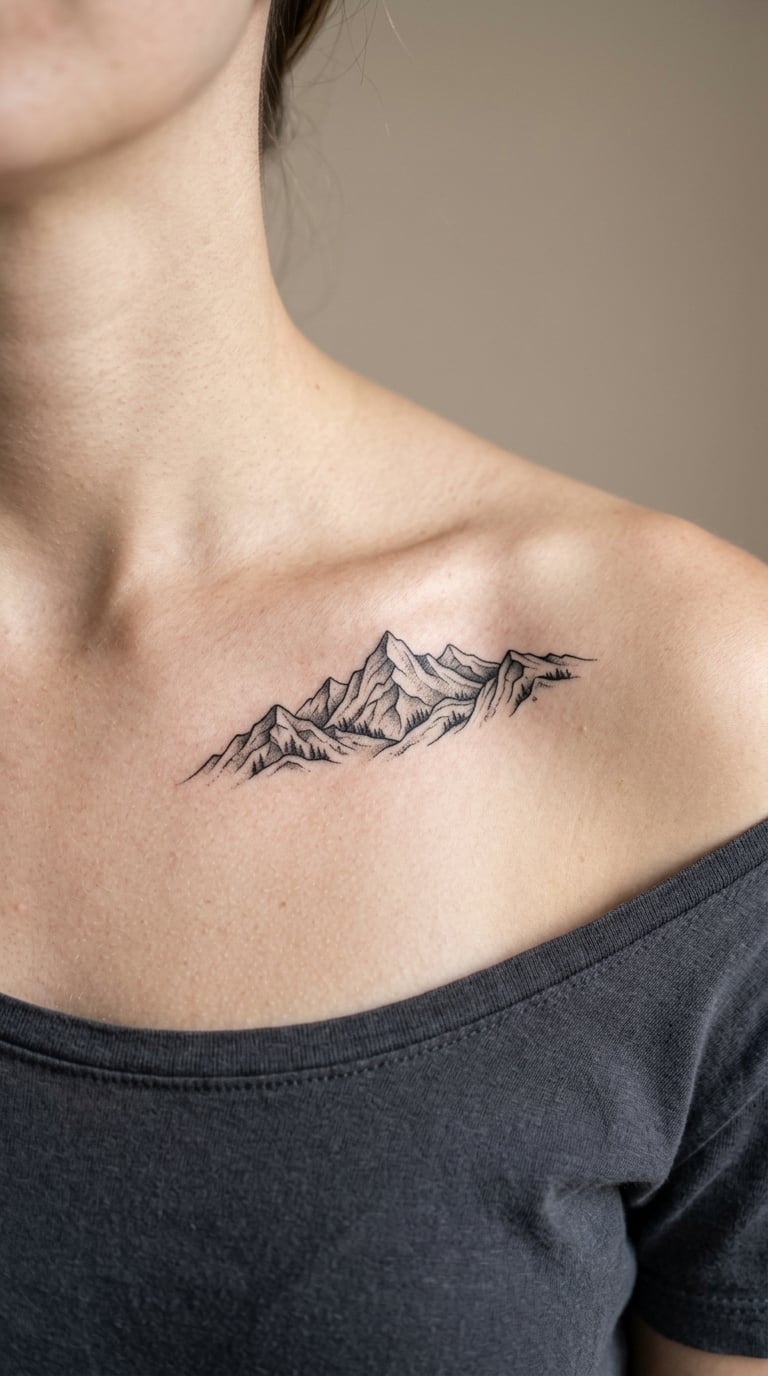 Mountain Range Following the Collarbone