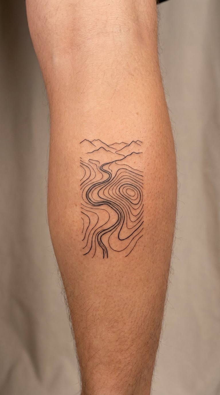 Mountain and River Map on the Calf
