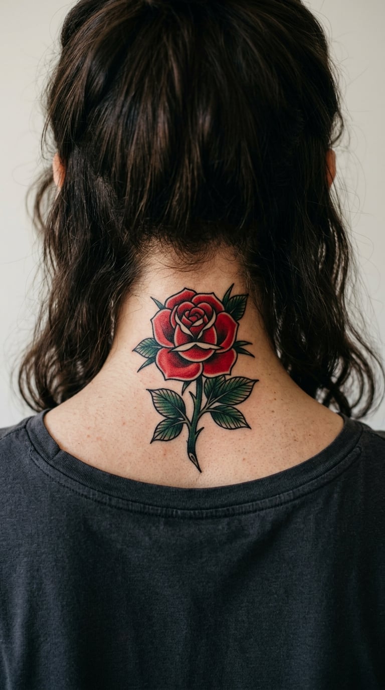 Traditional Rose with Green Leaves