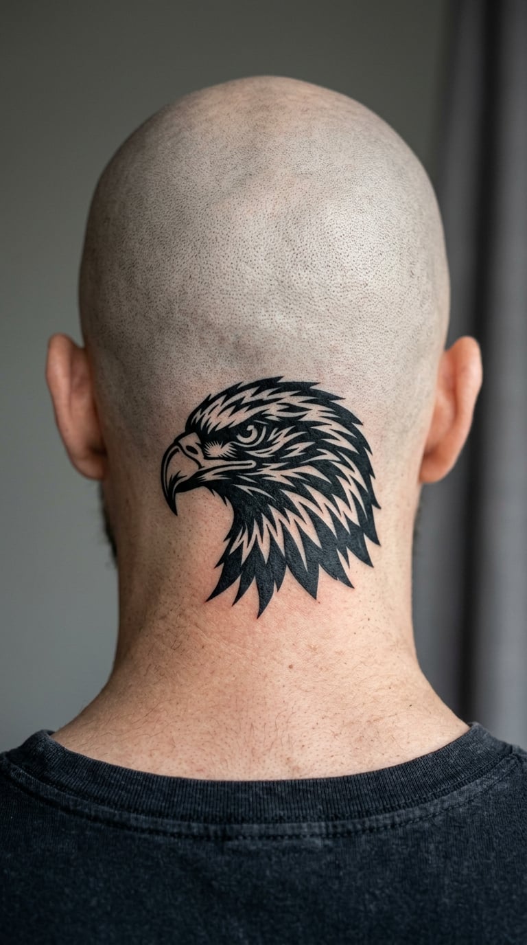 Blackwork Eagle Head Profile