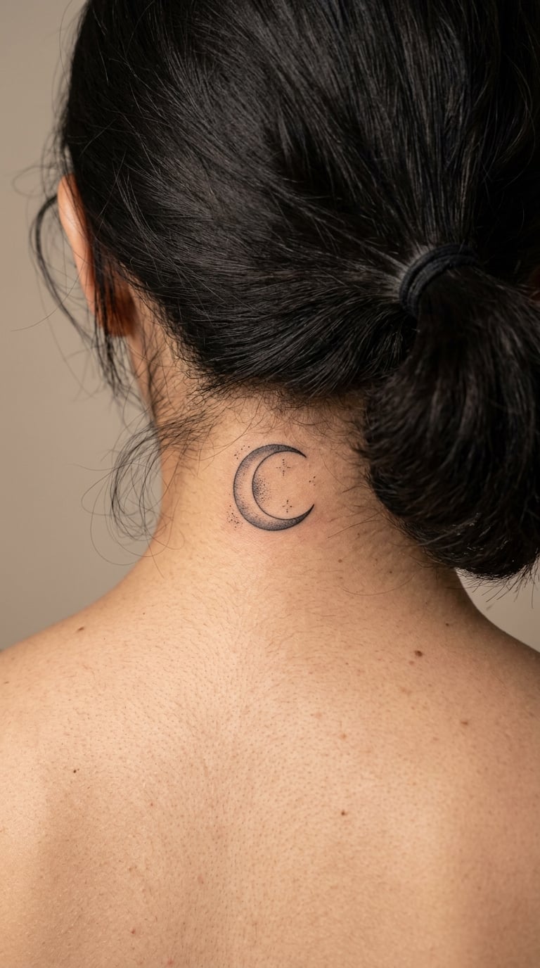 Minimal Crescent Moon at the Nape