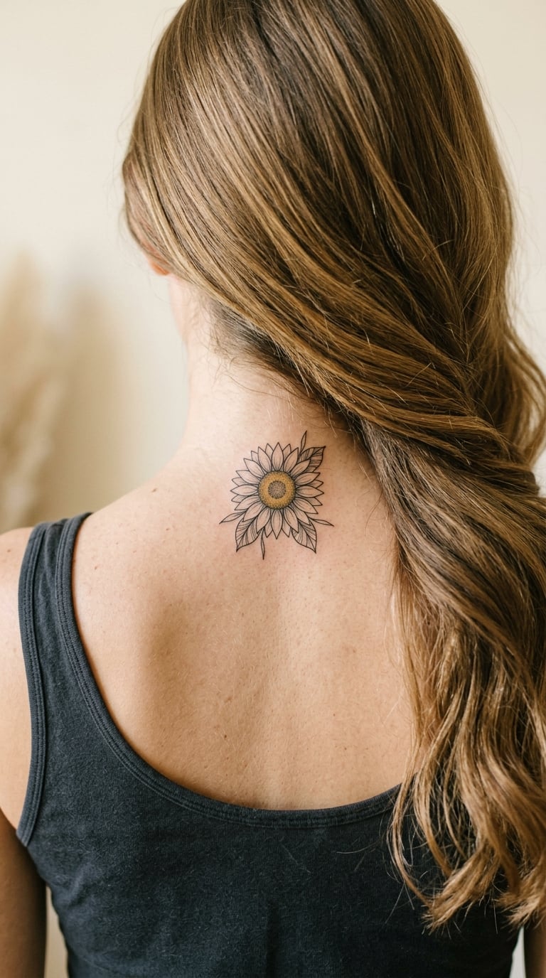 Delicate Sunflower in Fine Line