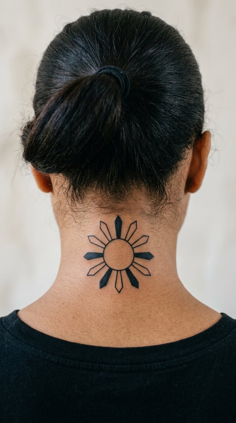 Blackwork Geometric Sun