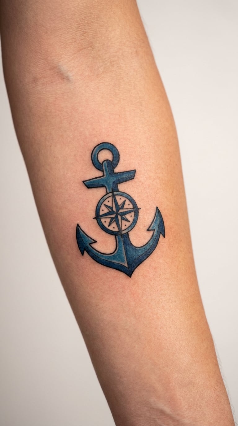 Blue Anchor with Compass