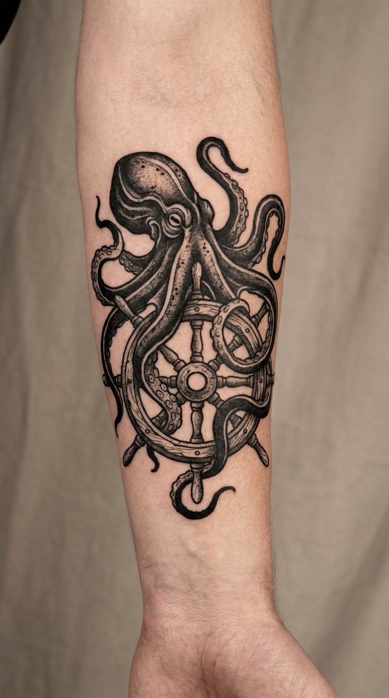 Octopus and Ship's Wheel