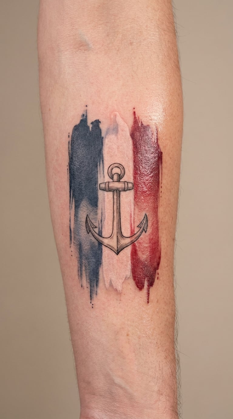 Watercolour Navy Flag