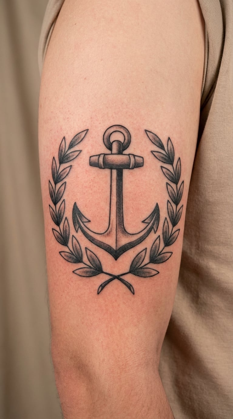 Navy Anchor with Laurel