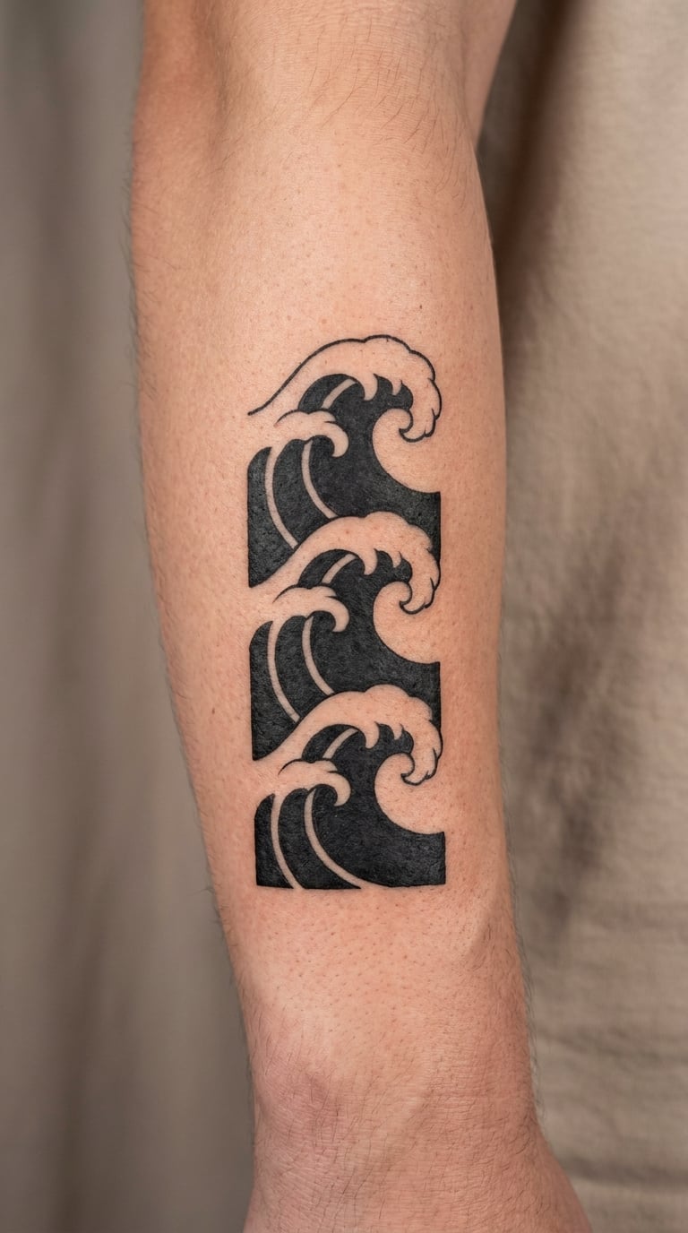 Blackwork Naval Wave Stack